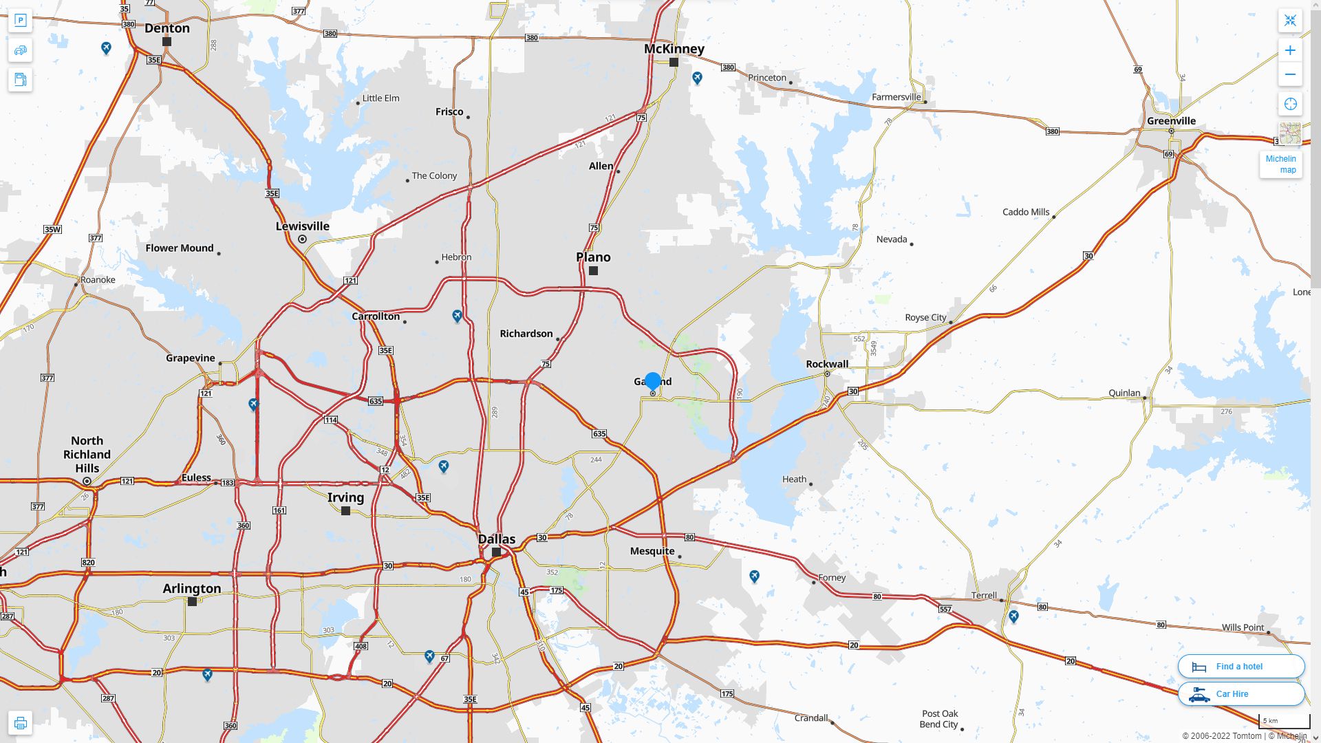 Garland Texas Highway and Road Map